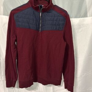 Calvin Klein Burgundy and Navy Zip-Up Sweater
